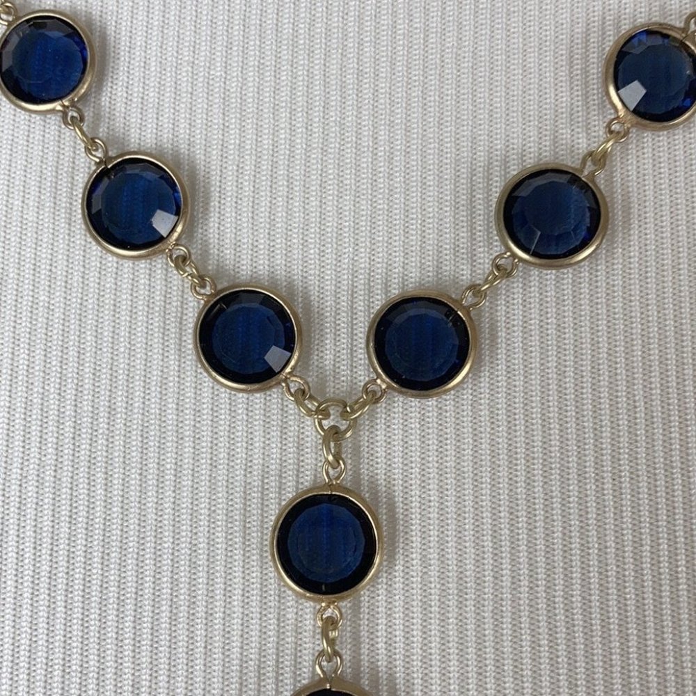 TRADED NWT Chico's Gold & Blue Statement Necklace - Picture 4 of 7